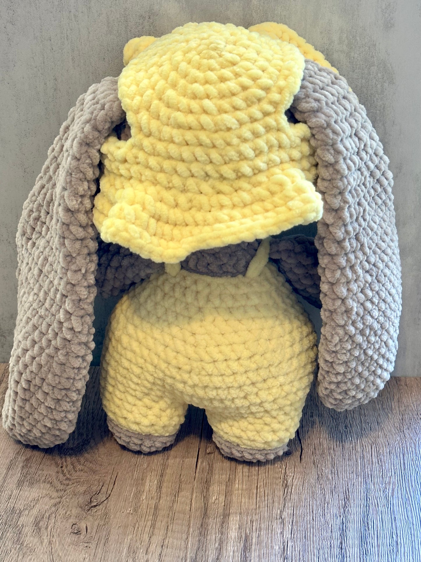 Spring Bunny with Overalls and Matching Hat Plushie