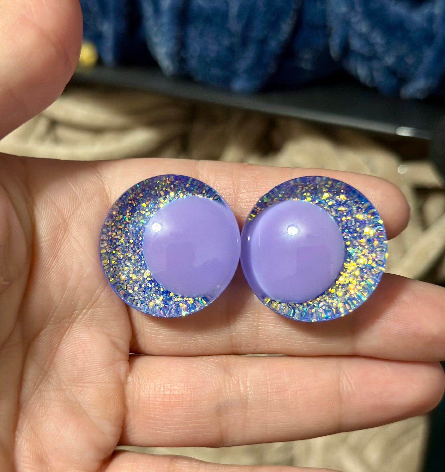 Lavender Dreams Offset Kawaii Handpainted Safety Eyes (1 set)