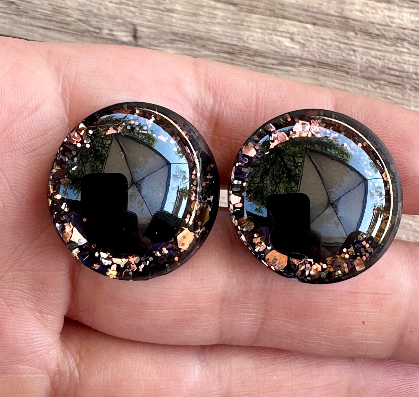 Witches Riding Broomsticks Standard Handpainted Safety Eyes (1 set)