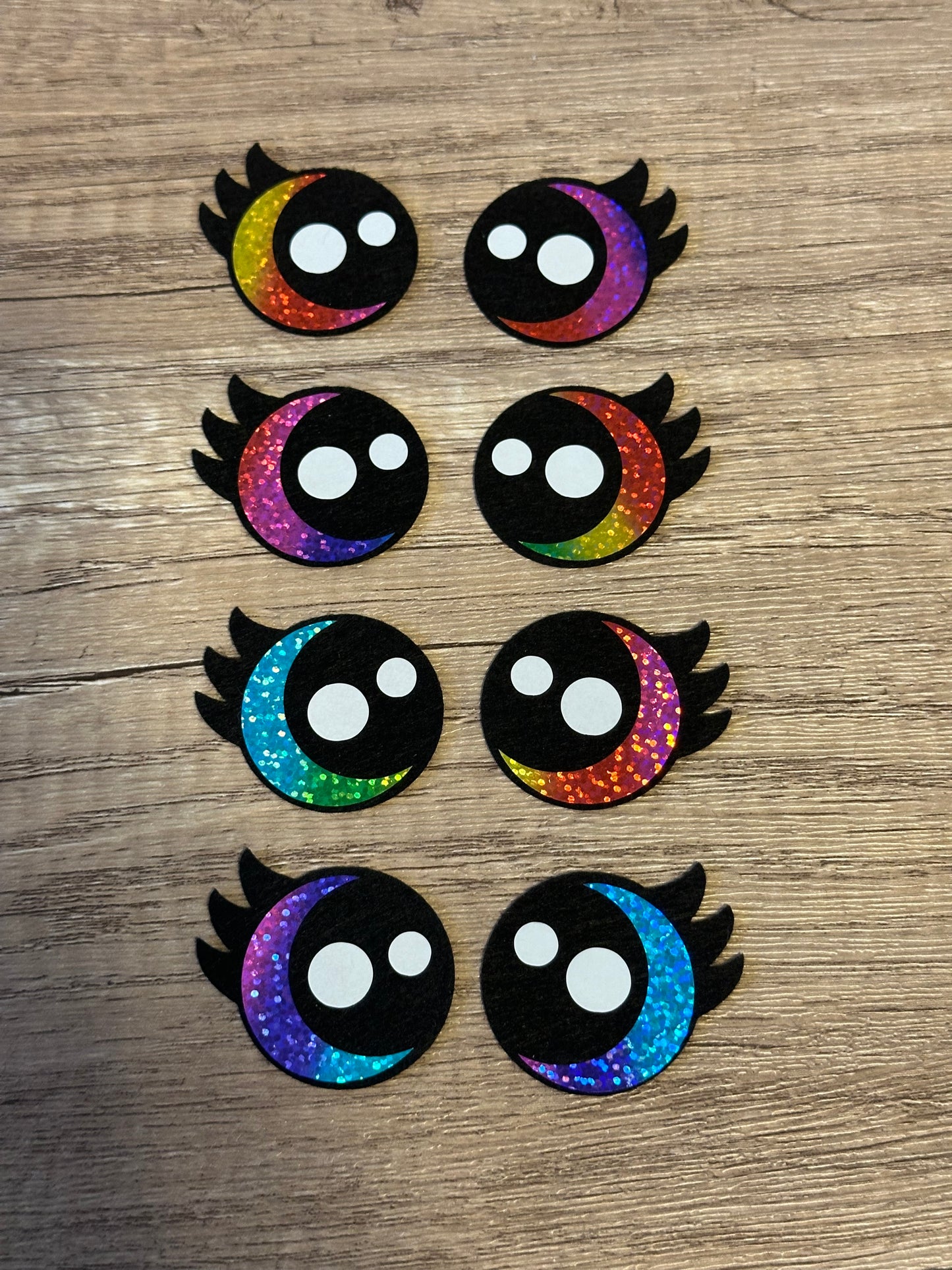 Shiny Holographic Kawaii Eyelash Felt Eyes - Arizonado Designs