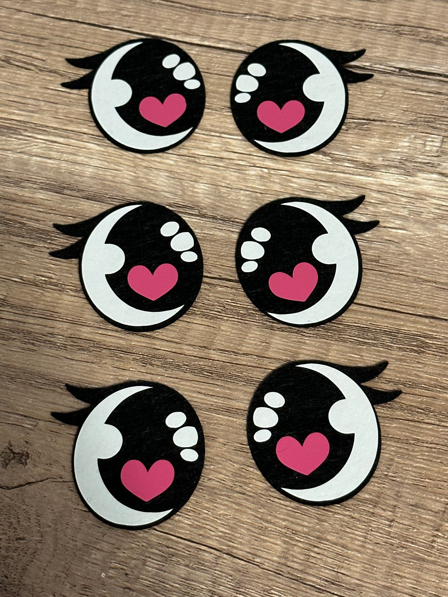Kawaii Heart Eyelash Felt Eyes 3 sets - Arizonado Designs