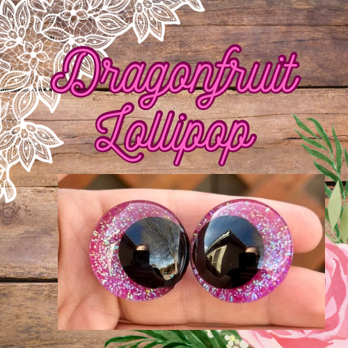 Dragonfruit Lollipop Offset Kawaii Handpainted Safety Eyes (1 set)