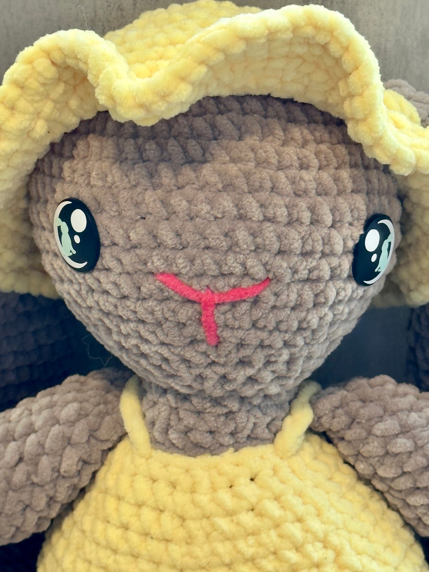 Spring Bunny with Overalls and Matching Hat Plushie