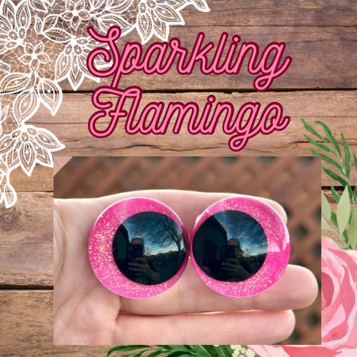 Sparkling Flamingo Offset Kawaii Handpainted Safety Eyes (1 set)