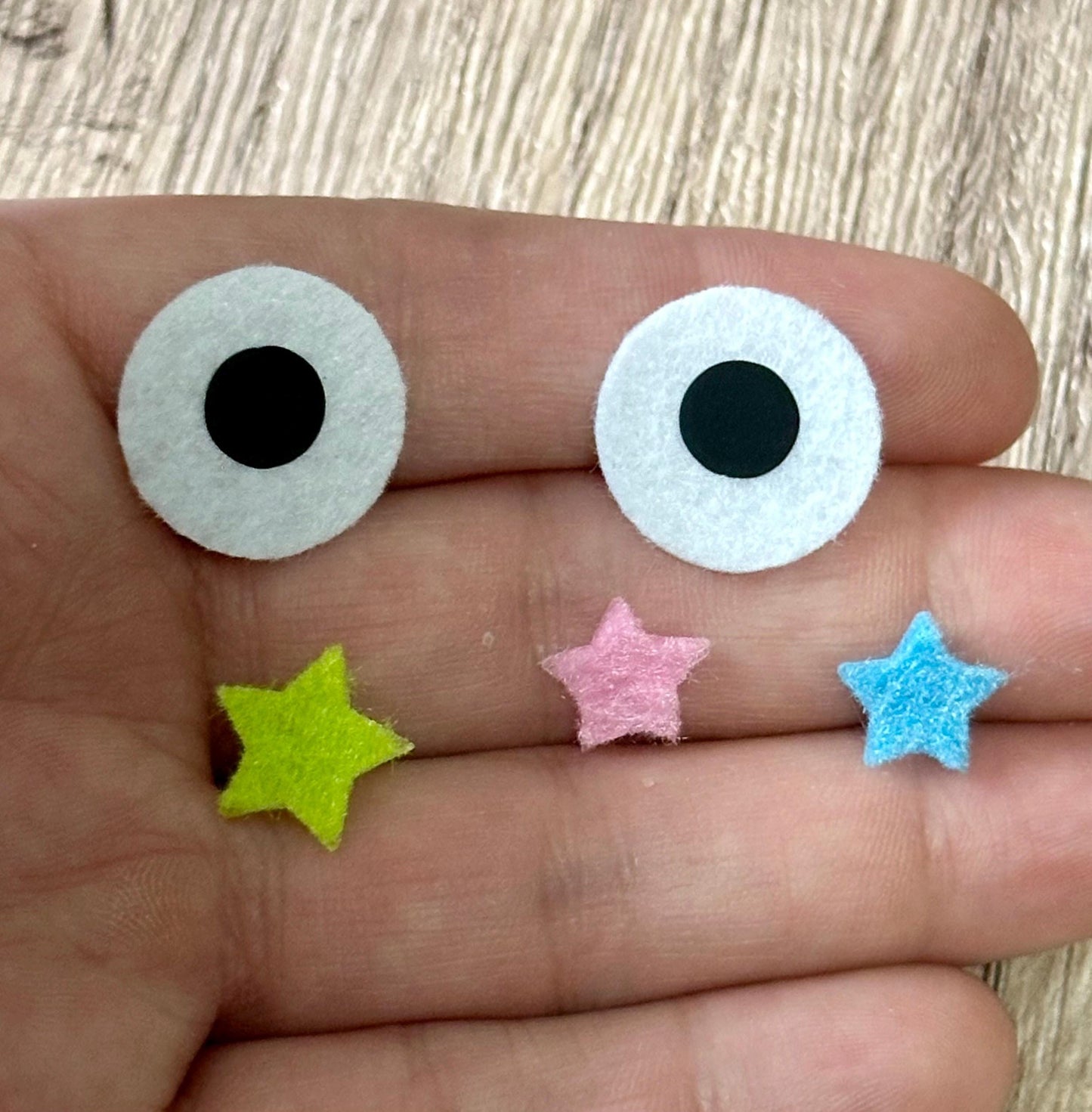 Felt Eyes and Stars for Soot Sprite Amigurumi