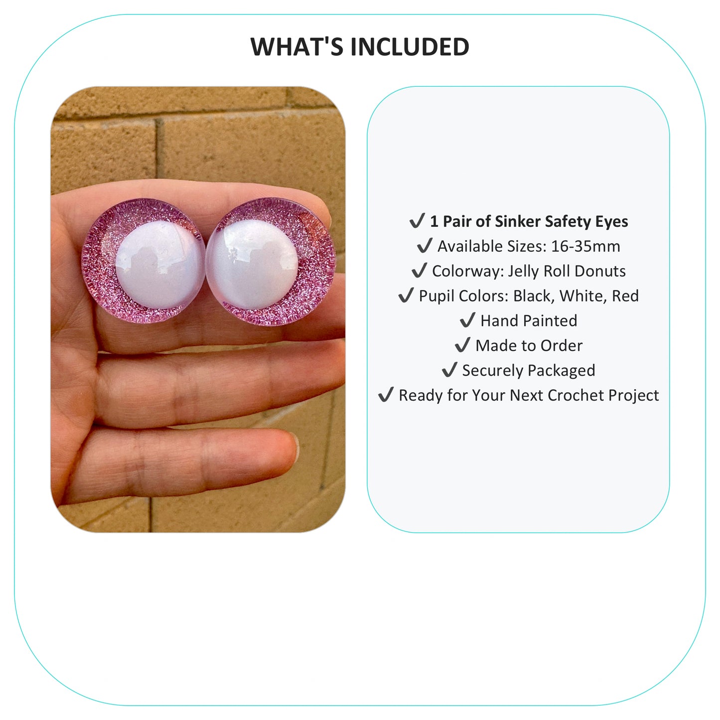 Jelly Donuts for the Road Offset Kawaii Handpainted Safety Eyes (1 set)