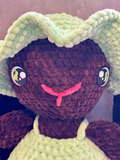 Spring Bunny with Overalls and Matching Hat Plushie