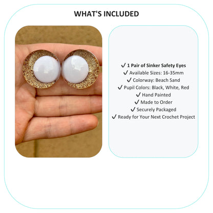 Beach Sand Handpainted Offset Kawaii Eyes (1 set)