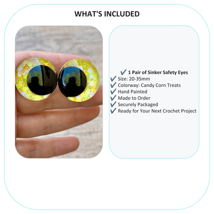 Candy Corn Treats Offset Kawaii Handpainted Safety Eyes (1 set)