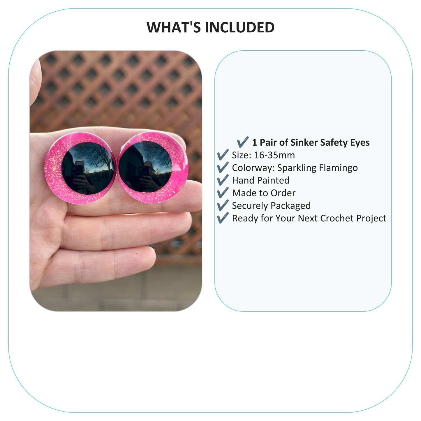 Sparkling Flamingo Offset Kawaii Handpainted Safety Eyes (1 set)
