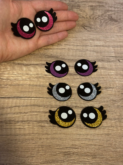 Glitter Kawaii Eyelash Felt Eyes 3 sets - Arizonado Designs