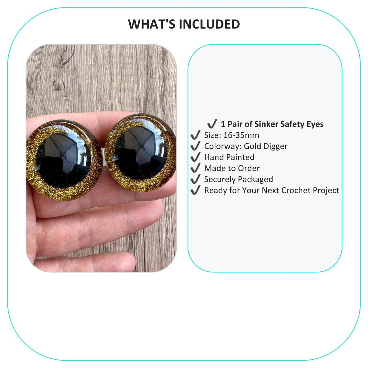Gold Digger Standard Handpainted Safety Eyes (1 set)