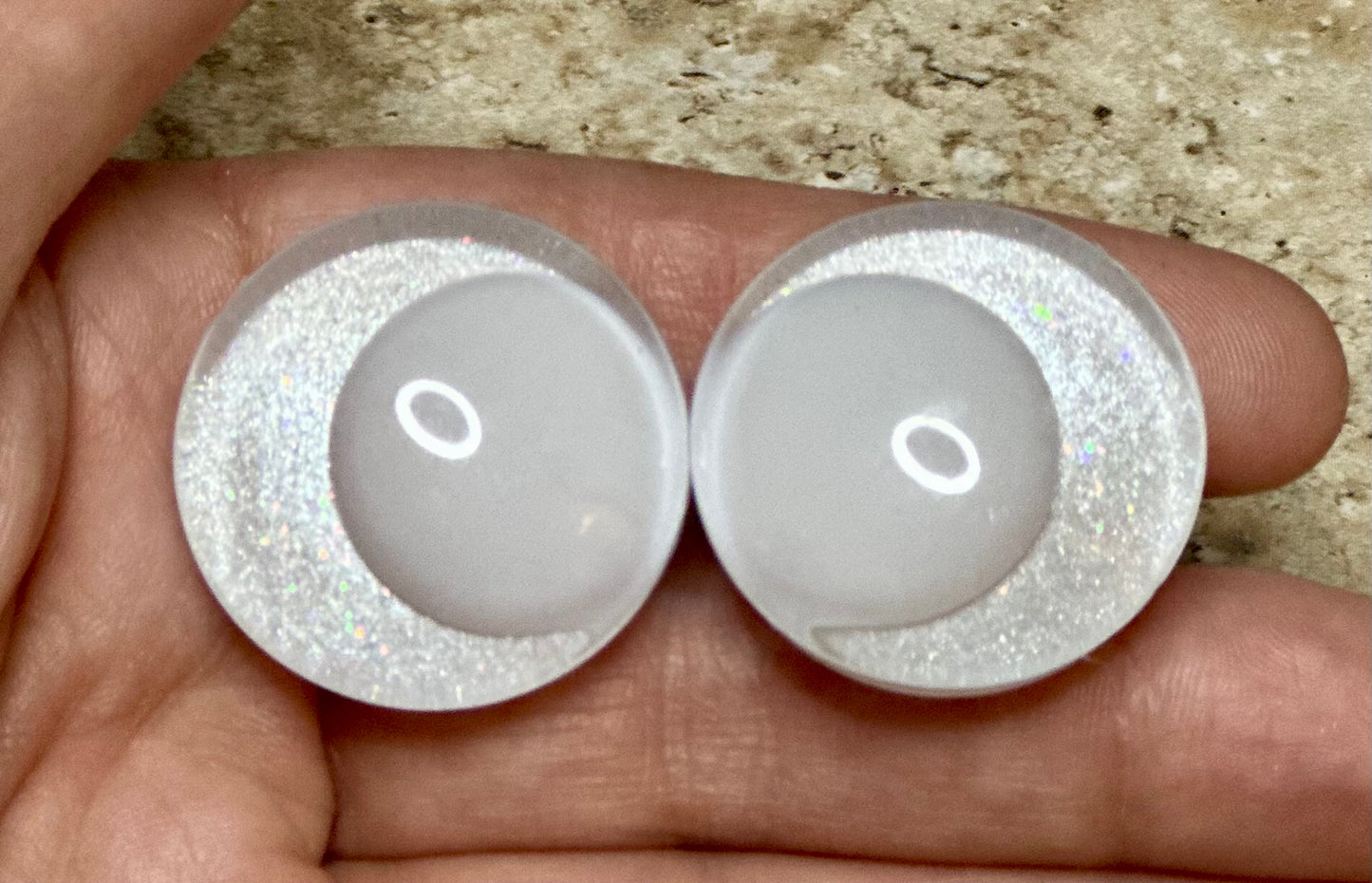 Mother of Pearl Handpainted Offset Kawaii Safety Eyes (1 set)
