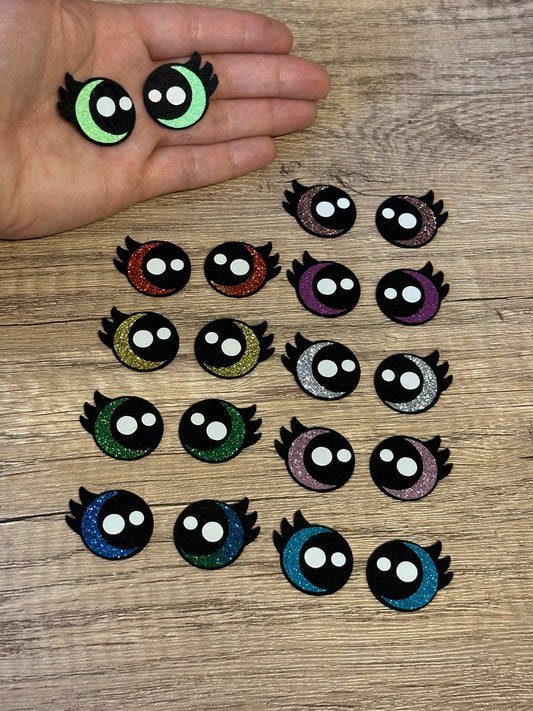 Glitter Kawaii Eyelash Felt Eyes 3 sets - Arizonado Designs