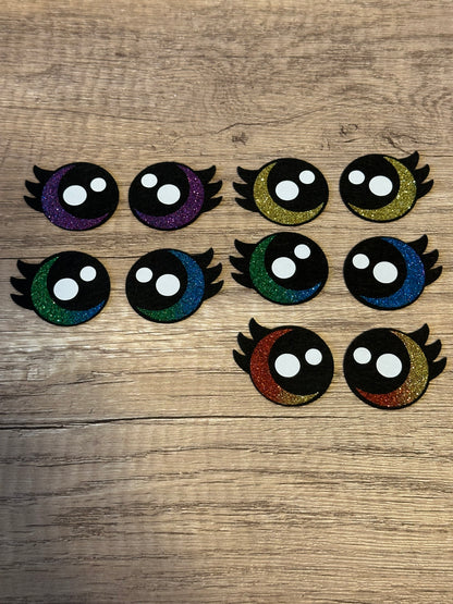 Glitter Kawaii Eyelash Felt Eyes 3 sets - Arizonado Designs