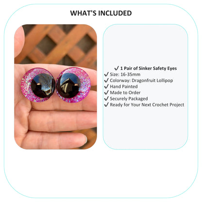 Dragonfruit Lollipop Offset Kawaii Handpainted Safety Eyes (1 set)