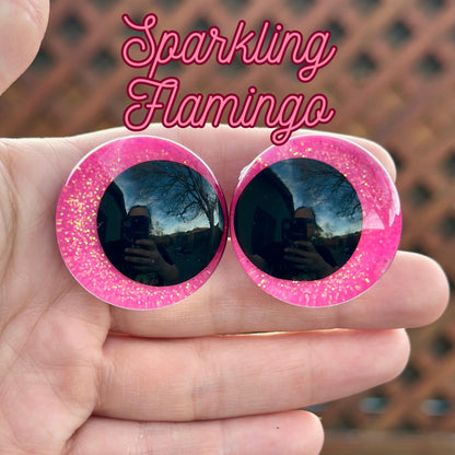 Sparkling Flamingo Offset Kawaii Handpainted Safety Eyes (1 set)