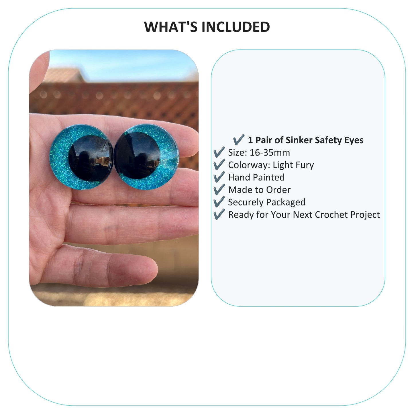 Light Fury Offset Kawaii Handpainted Safety Eyes (1 set)