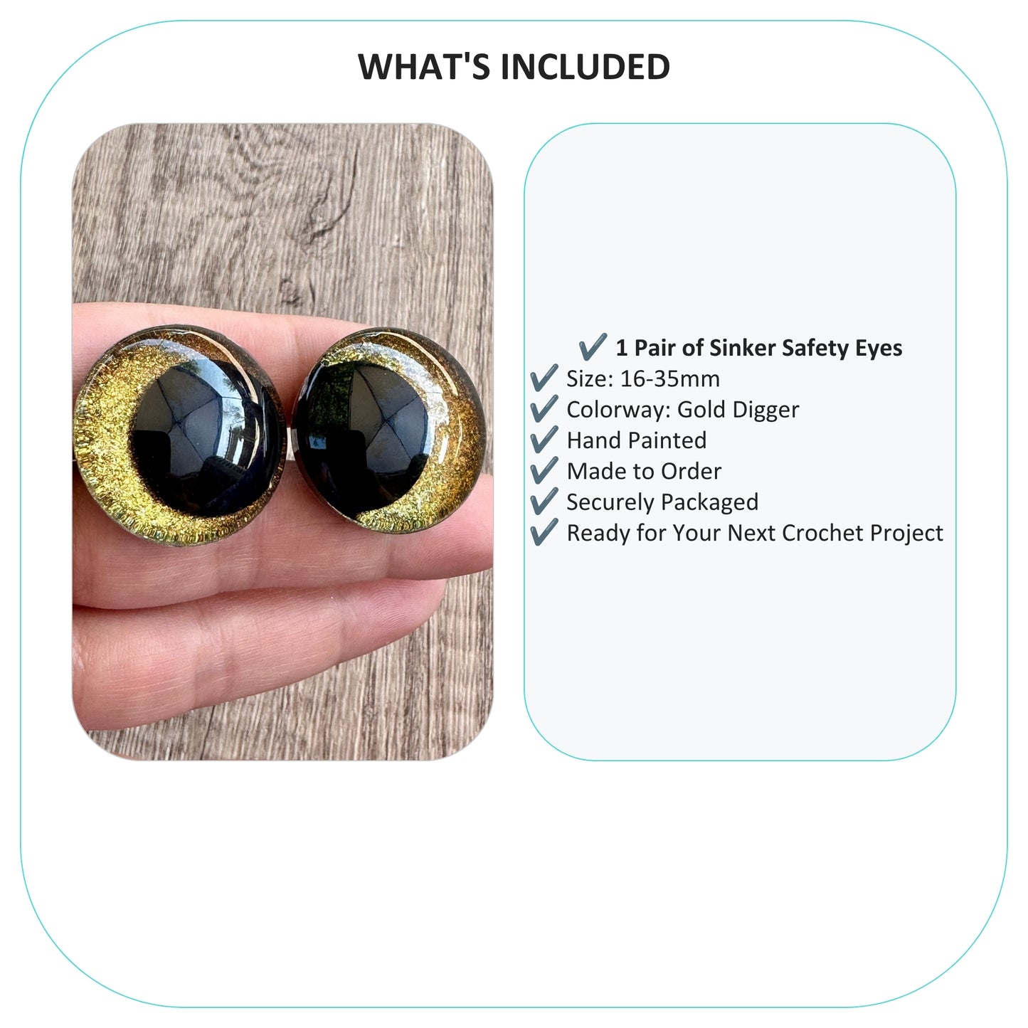 Gold Digger Offset Kawaii Handpainted Safety Eyes (1 set)