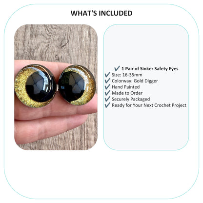 Gold Digger Offset Kawaii Handpainted Safety Eyes (1 set)