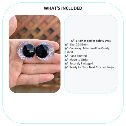 Marshmallow Candy Rabbit Handpainted Offset Kawaii Safety Eyes