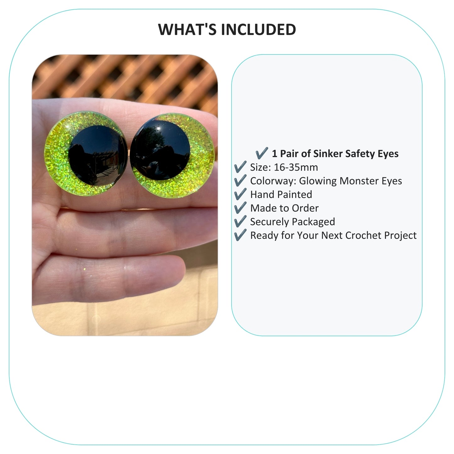 Glowing Monster Offset Kawaii Handpainted Safety Eyes (1 set)