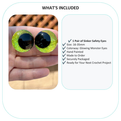 Glowing Monster Offset Kawaii Handpainted Safety Eyes (1 set)