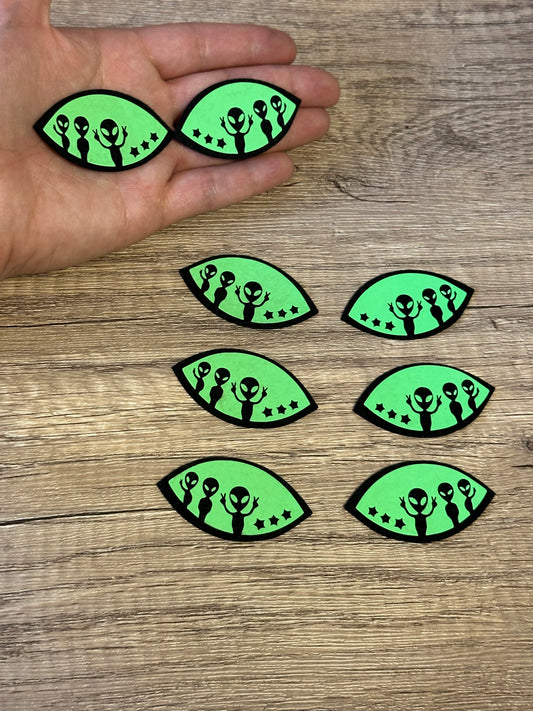 Peace Out Glow in the Dark Alien Felt Eyes 3 sets - Arizonado Designs