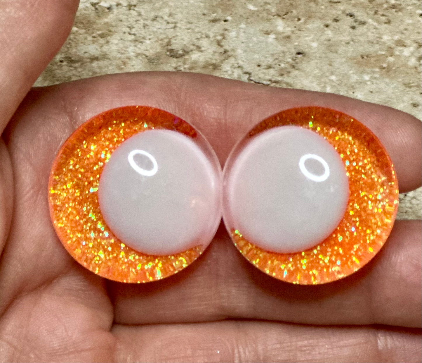Orange Creamciscle Offset Kawaii Handpainted Safety Eyes (1 set)