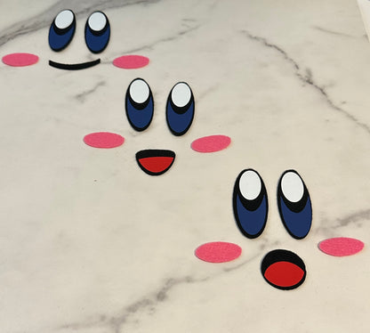 Premium pre-cut Kirby felt face with eyes cheeks and mouth