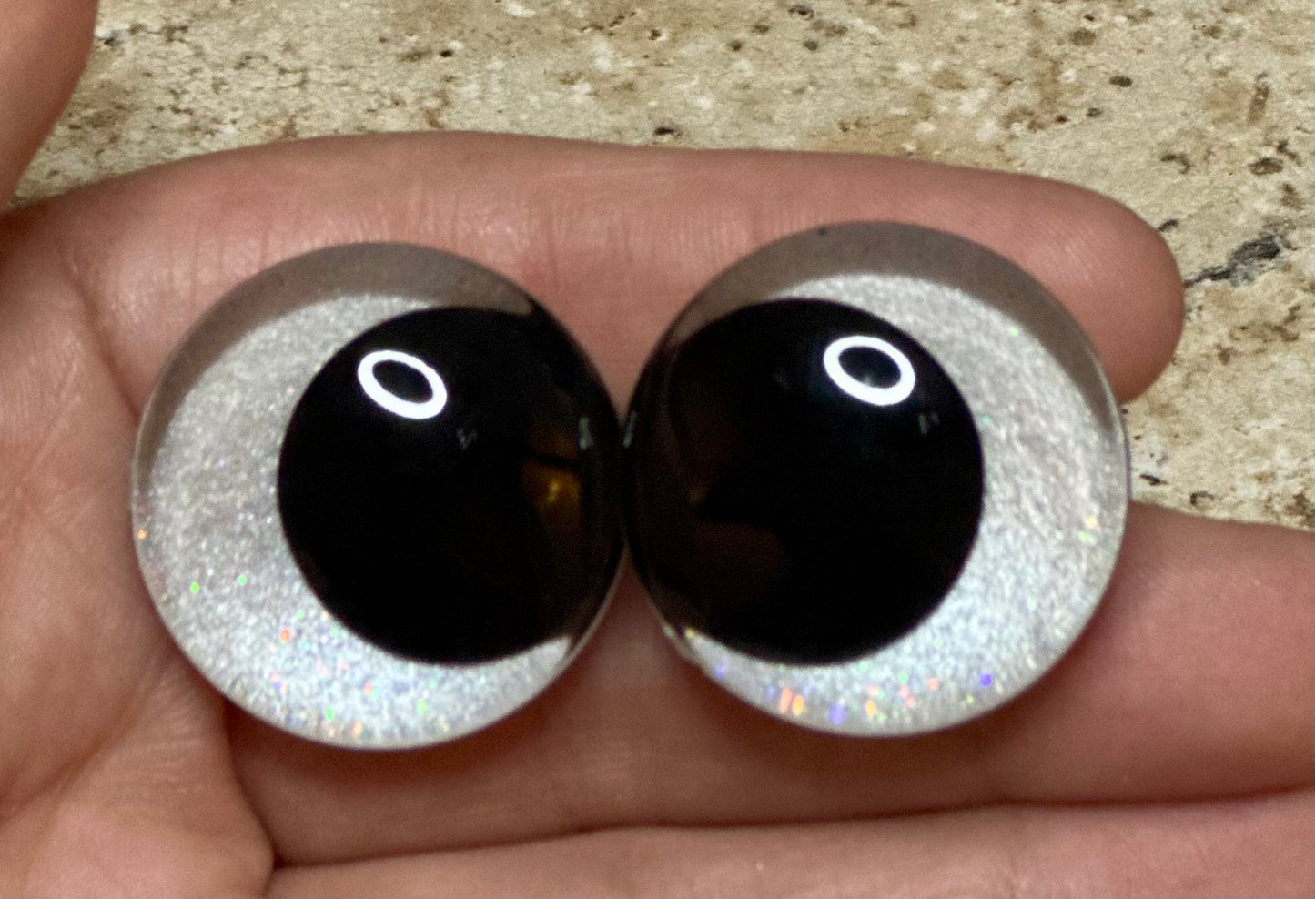 Mother of Pearl Handpainted Offset Kawaii Safety Eyes (1 set)