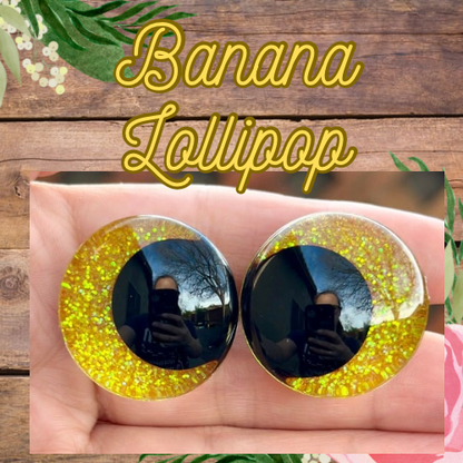 Banana Lollipop  Handpainted Offset Kawaii Safety Eyes