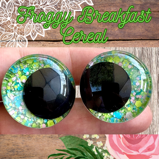 Froggy Breakfast Cereal Offset Kawaii Handpainted Safety Eyes (1 set)