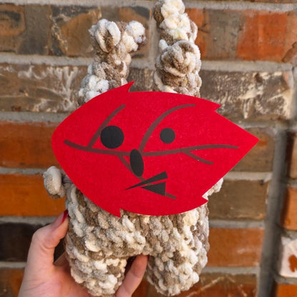 Korok inspired felt face sized for Premier Parfait Chunky yarn