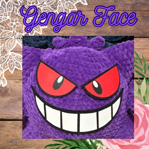 Gengar inspired felt face for crochet plush