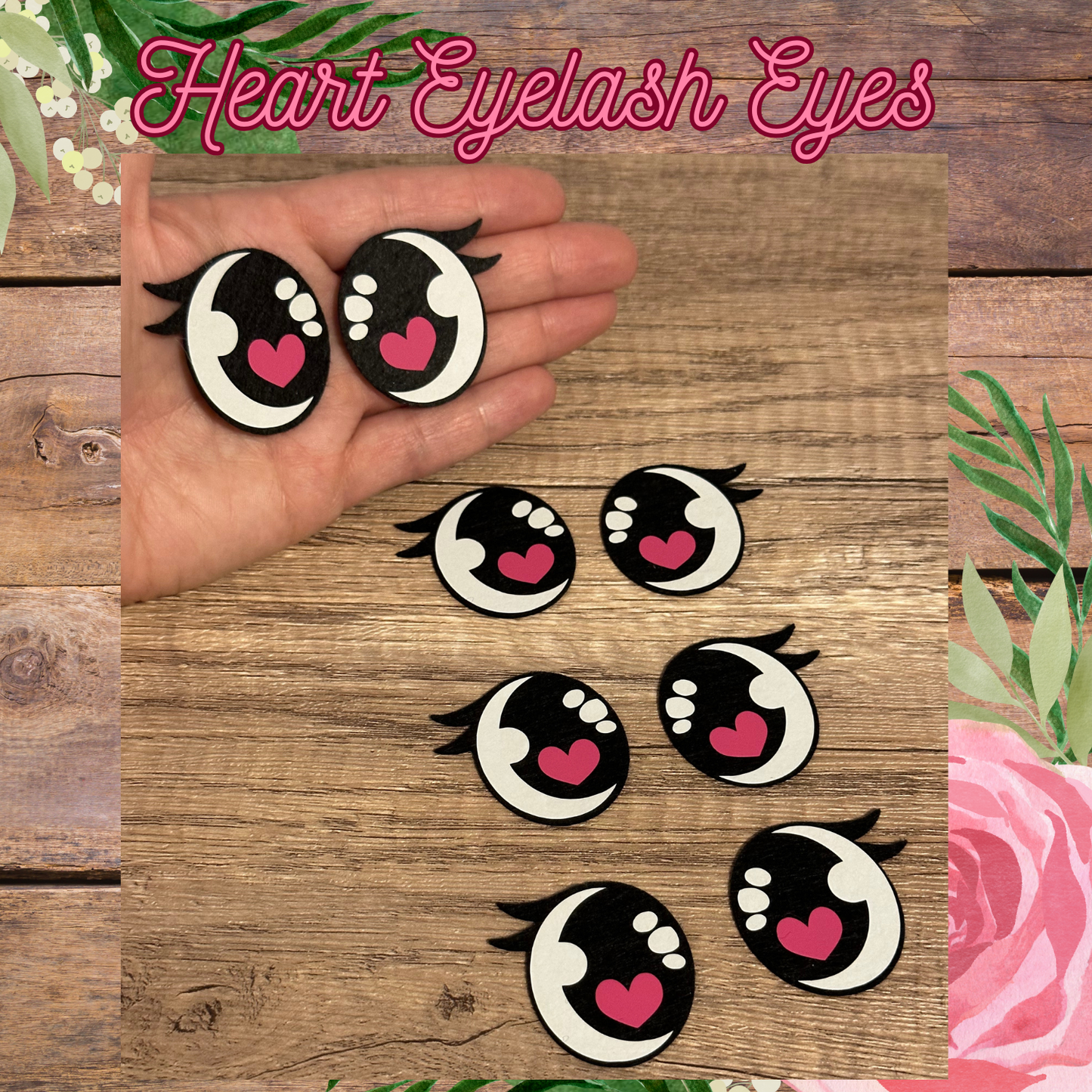 Kawaii Heart Felt Eyes – Cute Felt Eyes for Crochet, Amigurumi & Plush (3 Sets)