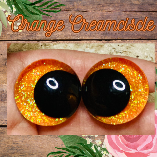 Orange Creamciscle Offset Kawaii Handpainted Safety Eyes (1 set)