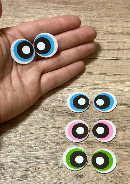 Powerpuff Girl Inspired Felt Eyes – Crochet & Amigurumi Plush (4 sets)
