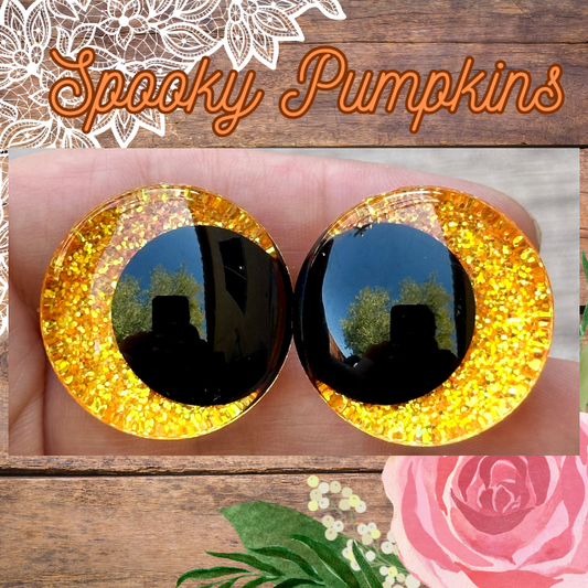 Spooky Pumpkins Offset Kawaii Handpainted Safety Eyes (1 set)