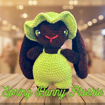 Soft chenille crochet bunny stuffed animal with custom safety eyes