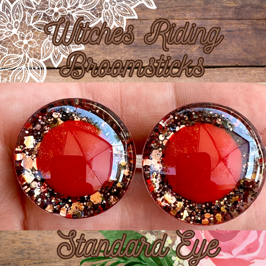 Witches Riding Broomsticks Standard Handpainted Safety Eyes (1 set)