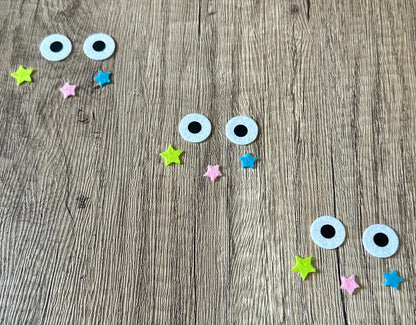 Felt Eyes and Stars for Soot Sprite Amigurumi