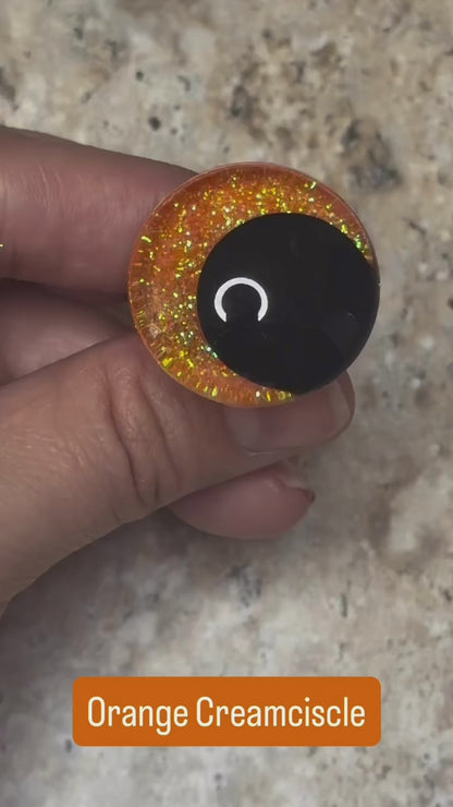 Orange Creamciscle Offset Kawaii Handpainted Safety Eyes (1 set)