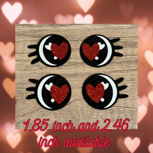 Glitter heart felt eyes with eyelashes for amigurumi