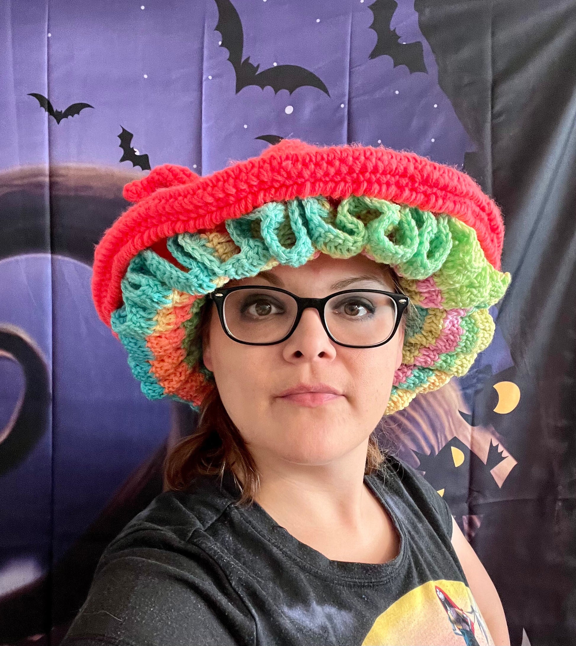 Crochet Witch Hat, Rainbow Colors, Handmade Costume Hat, Spooky costume, Halloween costume, DIY Halloween, Crochet Witch Costume, DIY Costum - Arizonado Designs