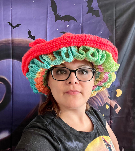 Crochet Witch Hat, Rainbow Colors, Handmade Costume Hat, Spooky costume, Halloween costume, DIY Halloween, Crochet Witch Costume, DIY Costum - Arizonado Designs