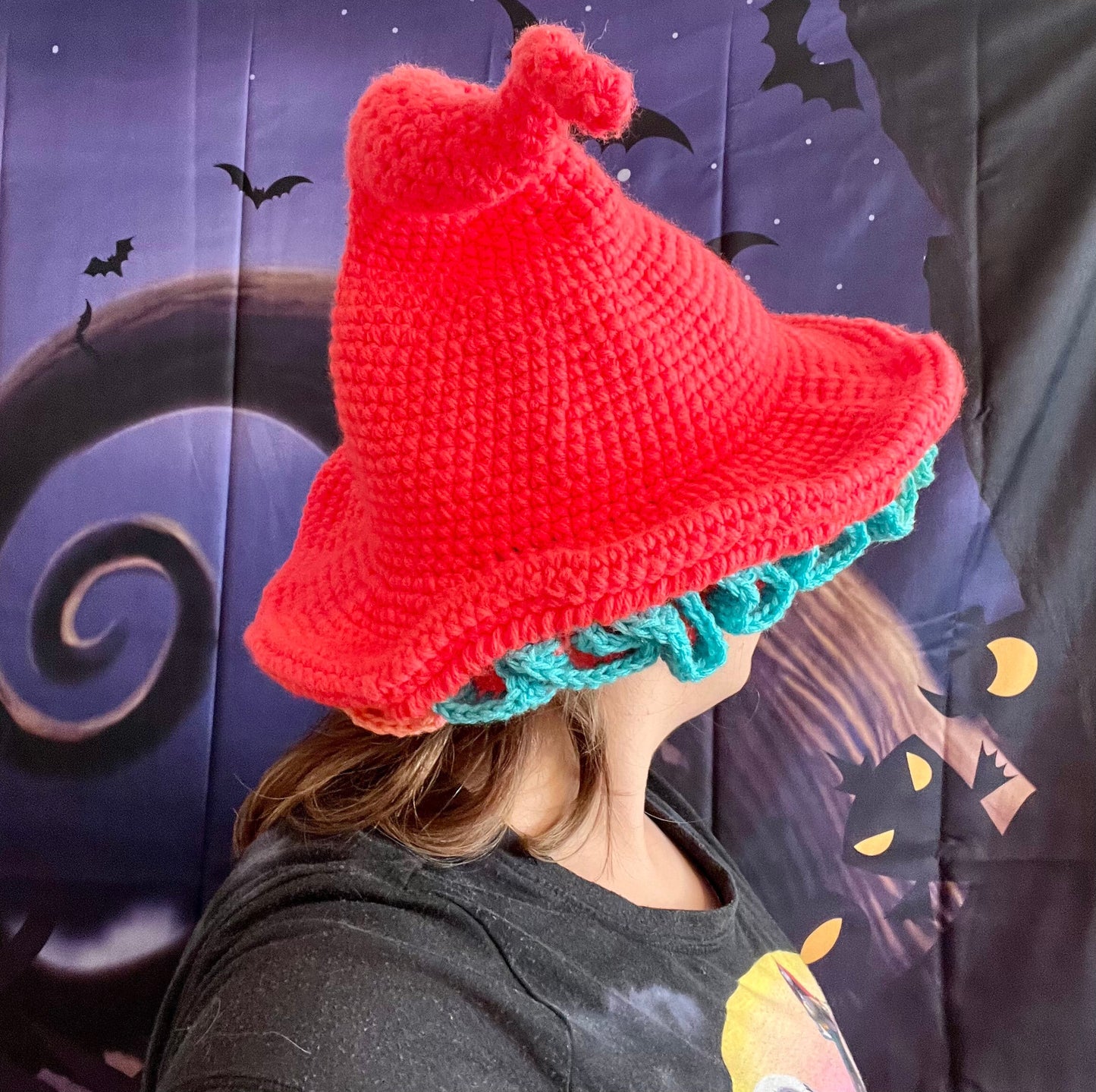 Crochet Witch Hat, Rainbow Colors, Handmade Costume Hat, Spooky costume, Halloween costume, DIY Halloween, Crochet Witch Costume, DIY Costum - Arizonado Designs