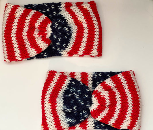 Cinched Patriotic American Flag Knit Headband - Arizonado Designs