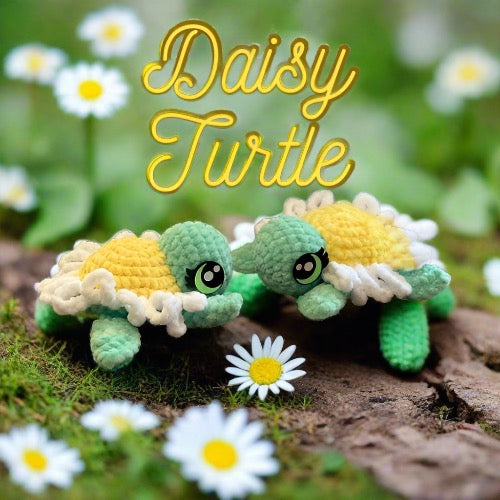 Crochet Turtle Plushie, Daisy  turtle toy, crochet toy, handmade stuffed animals, turtle plush, soft toy, cute toy, mini toy, 1 turtle - Arizonado Designs